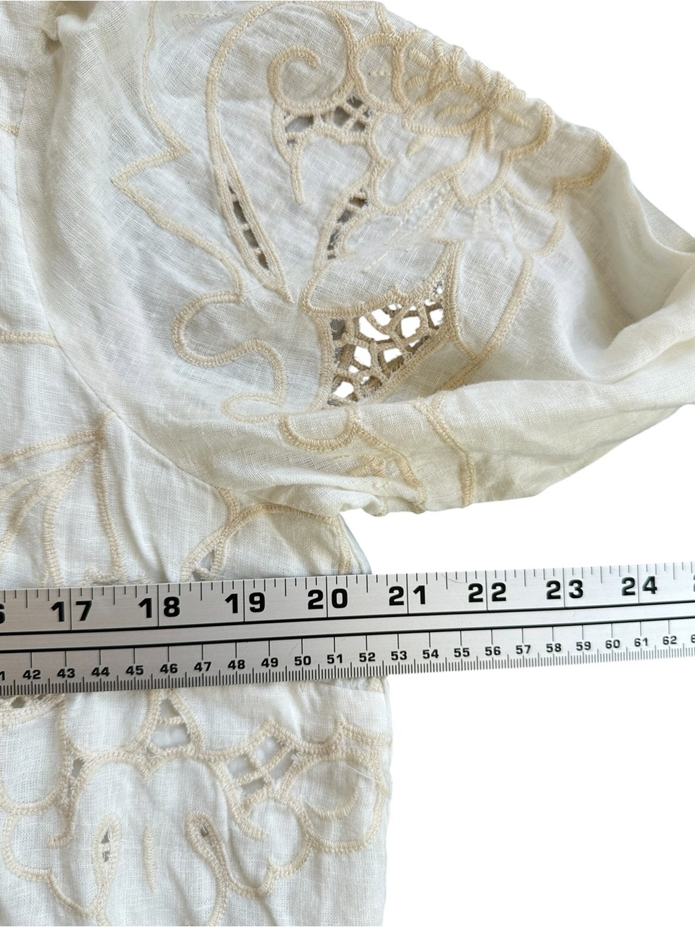 NWT Anthropologie Lainie Long Sleeve Lace Cutwork Blouse Ivory XL - Picture 8 of 16